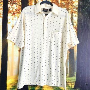 London Fog Mens Polo Shirt Yellow w/ Triangles Size XL Polyester Blend